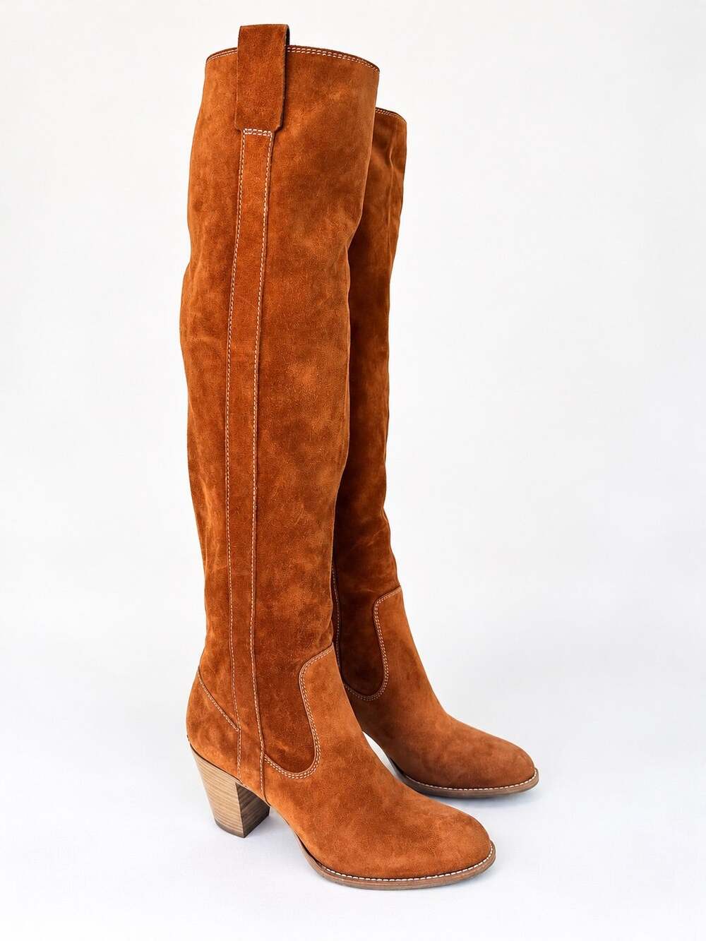 Vintage Y2K Christian Dior Cowboy Bottes Cognac Suede Knee High Boots 38.5 8.5